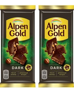 Шоколад Alpen Gold Dark Темный с дробленым фундуком 80г упаковка 2 шт Mondelez