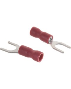 Наконечник НВИ вилочный изолированный, 10 мм², медь, луженый, под опрессовку, красный, КВТ 10-5 (61779) Квт