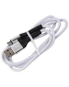 Дата кабель USB microUSB 3А тканевая оплетка белый УТ000024533 Mobility