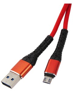 Дата кабель USB microUSB 3А тканевая оплетка красный УТ000024531 Mobility