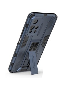 Противоударный чехол с подставкой Transformer для Xiaomi Poco M4 Pro 5G синий Black panther