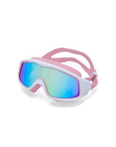 Очки полумаска для плавания подростковые зеркальные розовые AF от UVA UVB силикон Wave