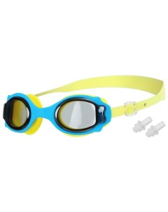 Очки для плавания ONLYTOP детские с берушами желтые с голубой оправой 2500 Onlitop