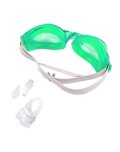 Очки для плавания детские зеленые с затычкой для ушей и зажимом для носа Nobrand