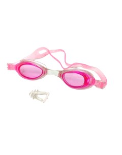 Очки для плавания в чехле с берушами розовые Nobrand