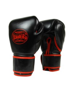 Боксерские перчатки черно красные 16 унций Leaders