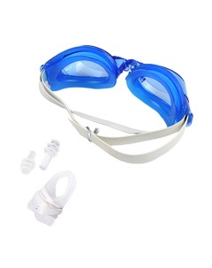Очки для плавания детские голубые с затычкой для ушей и зажимом для носа Nobrand