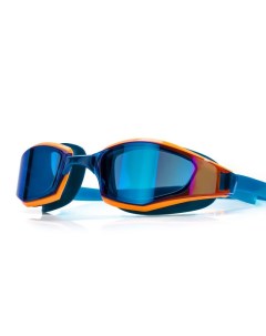 Очки для плавания зеркальные оранжево голубые AF от UVA UVB силикон GA 2428E Wave