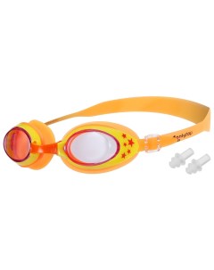 Очки для плавания детские беруши цвет оранжевый с желтой оправой Onlitop