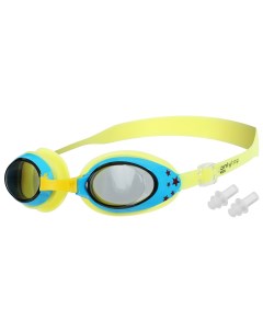 Очки для плавания детские беруши цвет желтый с голубой оправой Onlitop