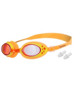 Очки для плавания ONLYTOP детские с берушами оранжевые с желтой оправой 2200 Onlitop