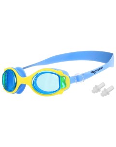 Очки для плавания детские беруши цвет голубой с желтой оправой Onlitop