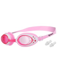 Очки для плавания детские беруши цвет розовый с белой оправой Onlitop