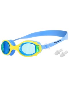 Очки для плавания ONLYTOP детские с берушами голубые с желтой оправой 2200 Onlitop