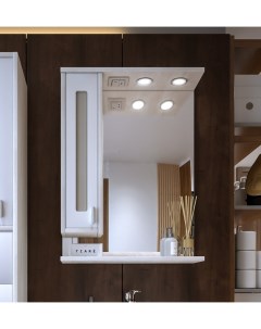 Зеркало шкаф Бали 62 светлая лиственница белый глянец R Бриклаер