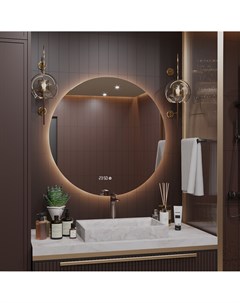 Зеркало круглое Муза D150 для ванной с тёплой LED подсветкой и часами Alias