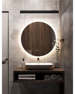 Зеркало круглое Муза D70 для ванной с нейтральной LED подсветкой и часами Alias