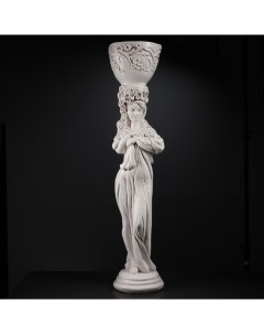 Фигура с кашпо Девушка стоя с цветами состаренный 1л 104х23х25см Хорошие сувениры