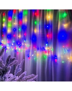 Новогодняя светодиодная гирлянда штора занавес Фигуры GH0021 3 м разноцветная Baziator