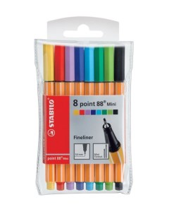 Капиллярная ручка линер для скетчинга 0 4мм Point 88 Mini 8 цветов Stabilo