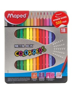 Цветные карандаши ударопрочные в металлическом футляре Color Peps 18 цветов Maped