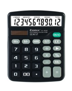Калькулятор 12 разрядный 150х120мм черный Comix