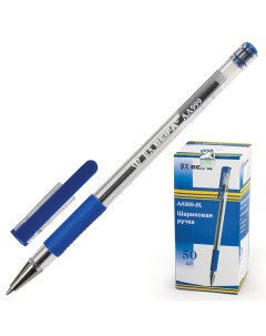 Ручка шариковая с грипом синяя корпус прозрачный AA999 BL 50 шт Beifa