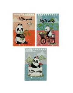 Блокнот А5 40 листов на гребне Удивительные панды обложка ламинированный картон МИКС Альт