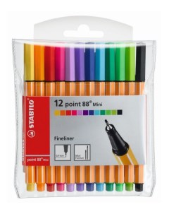 Капиллярная ручка линер для скетчинга 0 4мм Point 88 Mini 12 цветов Stabilo