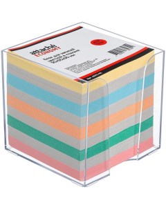 Блок кубик для записей Эконом 90x90x90мм разноцветный прозрачный бокс 18шт Attache