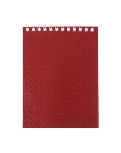 Блокнот А6 40 листов на гребне METALLIC Красный обложка бумвинил блок офсет Hatber