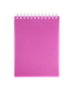 Блокнот А6 80 листов клетка на гребне LINE NEON розовый пластиковая обложка микроперфо Hatber