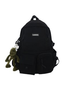 Рюкзак школьный для ноутбука с брелком лягушкой 16л черный Urm