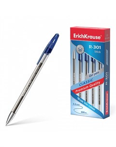 Ручка гелевая R 301 Classic Gel Stick чернила синие узел 0 5 мм длина линии Erich krause