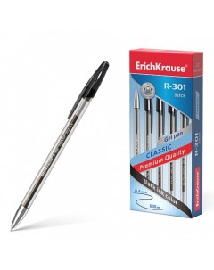 Ручка гелевая R 301 Classic Gel Stick узел 0 5мм чернила черные длина лини Erich krause