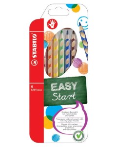 Цветные карандаши эргономичные для правшей Easy Colors 6 цветов Stabilo