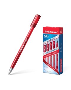 Ручка гелевая G Tone узел 0 5 мм чернила красные длина линии письма 500 метров 12 шт Erich krause