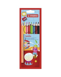 Цветные карандаши Jumbo 8 цветов точилка Утолщенные Stabilo