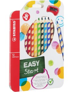 Цветные карандаши эргономичные для правшей точилка Easy Colors 12 цветов Stabilo