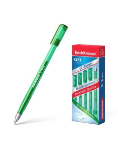 Ручка гелевая G Tone узел 0 5 мм чернила зелёные длина линии письма 500 метров 12 шт Erich krause