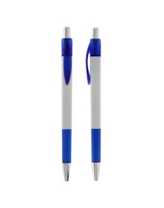Ручка шариковая автоматическая Лого Квадрат белая с синими вставками стержень синий 1 Calligrata