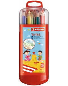 Цветные карандаши утолщенные Trio 15 цветов Stabilo