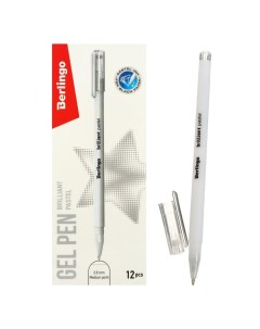 Ручка гелевая Brilliant Pastel 0 8 мм пастель белая 12 шт Berlingo