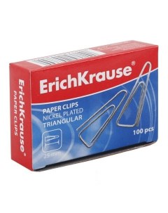 Скрепки Erich Krause 25мм металлические треугольные картонная упаковка 100шт 24 уп 24869 Erich krause