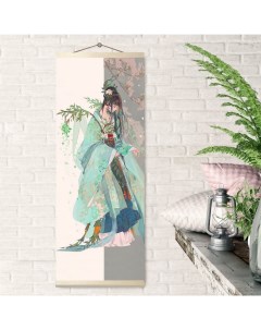 Картина по номерам 35 x 88 см Панно Девушка в кимоно 29 цветов Molly