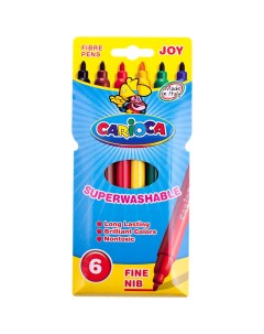 Набор фломастеров 6 цветов Joy линия 1 26мм смываемые картонный футляр 40549 24 уп Carioca