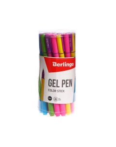Ручка гелевая 0 5 мм Color Stick стержень чёрный корпус микс 32 шт Berlingo
