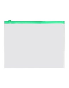 Папка конверт на ZIP молнии A5 150 мкм прозрачная зелёная молния 12 шт Calligrata