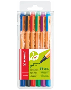 Капиллярная ручка линер для скетчинга 0 8мм GREENpoint 6 цветов Stabilo
