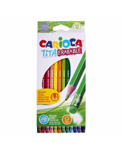 Карандаши цветные стираемые с резинкой Erasable 12 цветов пластик 42897 4 шт Carioca